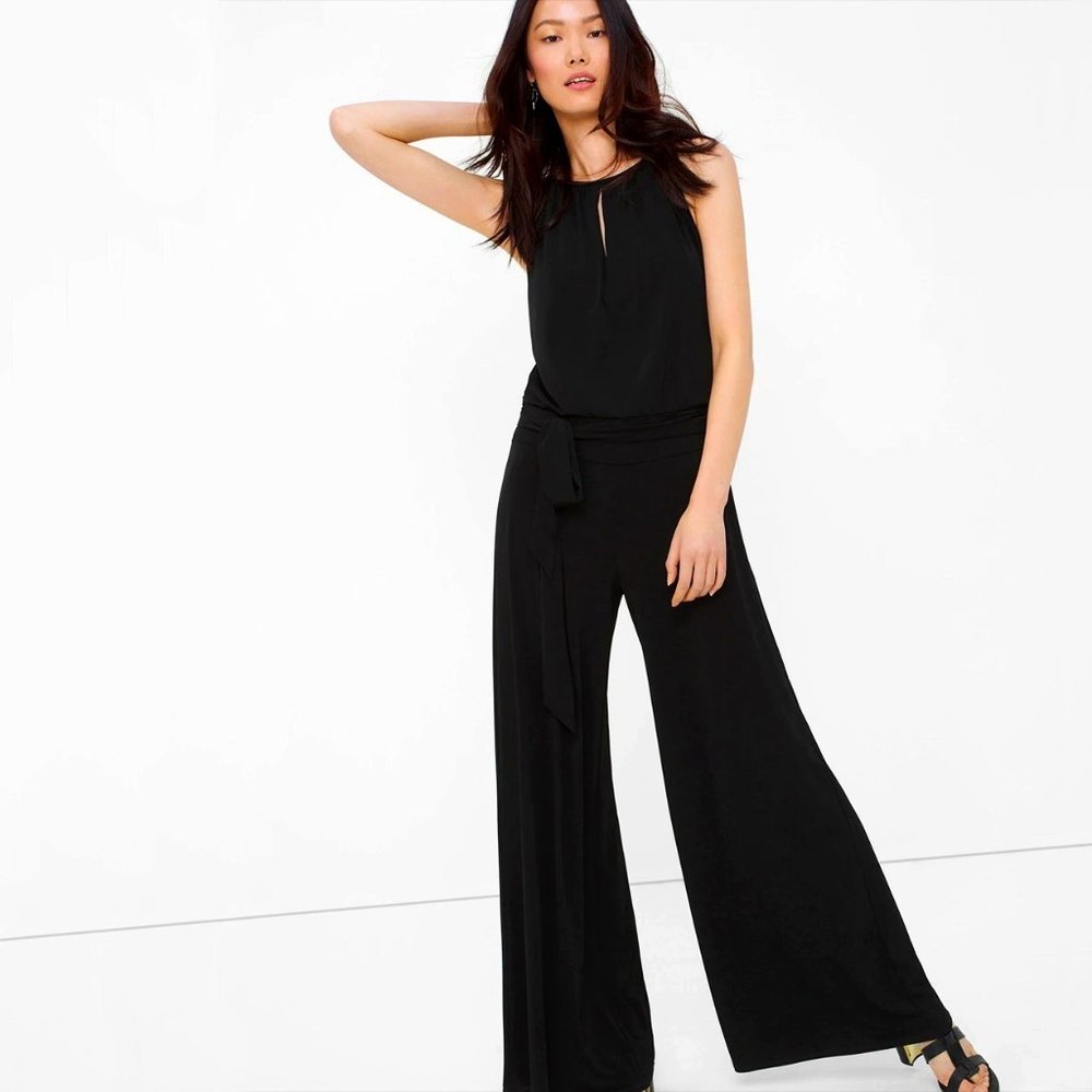White House Black Market | Matte Jersey Belted Wide-Leg Jumpsuit | NWOT - Picture 5 of 9